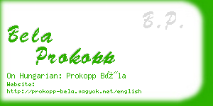 bela prokopp business card